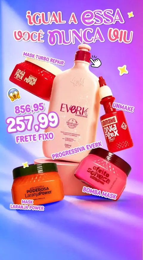 Arte de campanha anterior Combo Everk, anunciado por R$ 257,99 com frete fixo. Oferta encerrada.